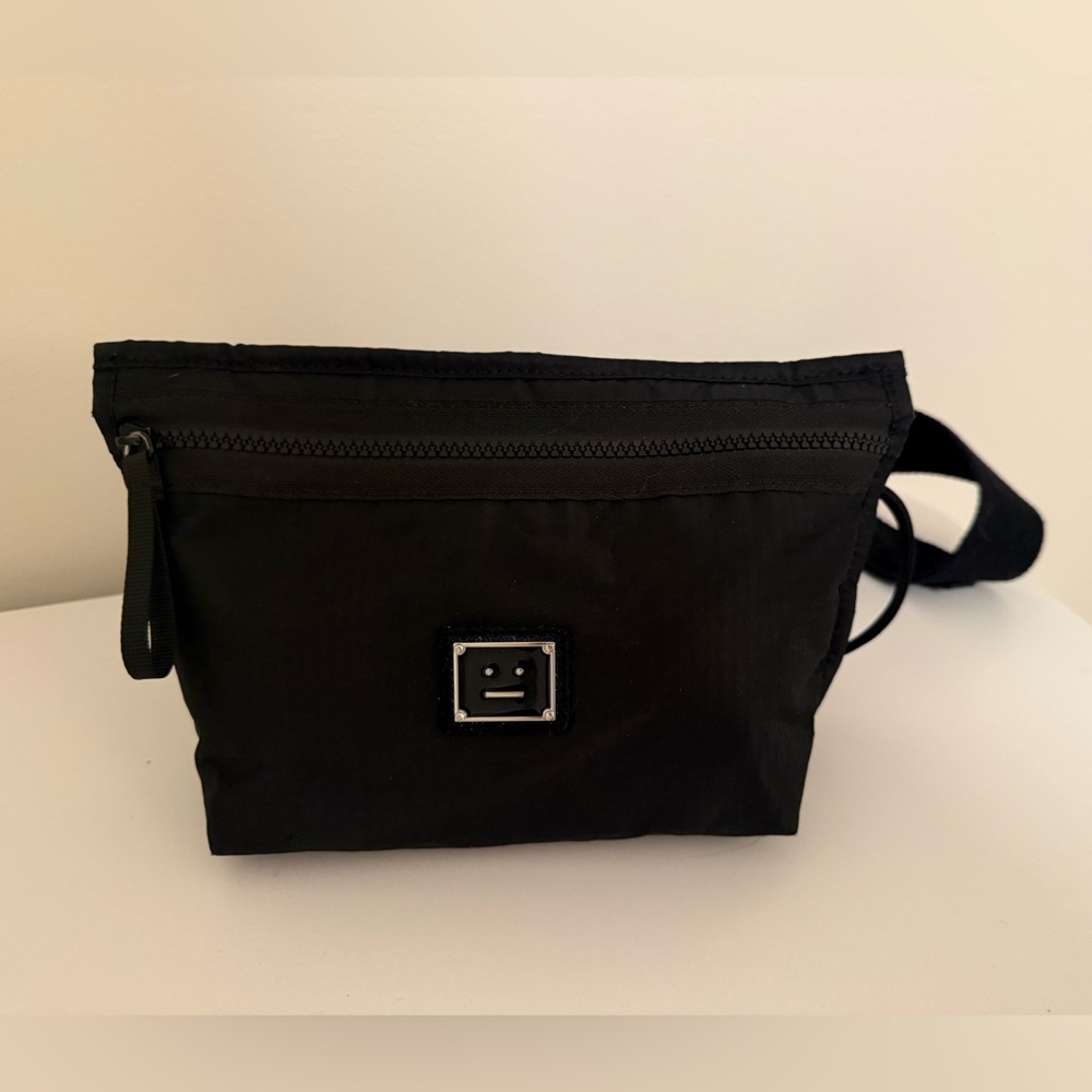 Acne Studios crossbody bag, adjustable stripe, black, nylon, very light weight.